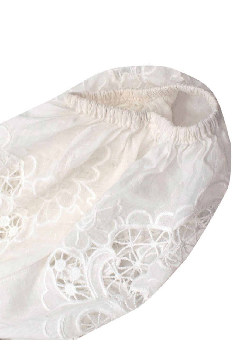 Zimmermann White Lace Lulu Poplin Crop Top
