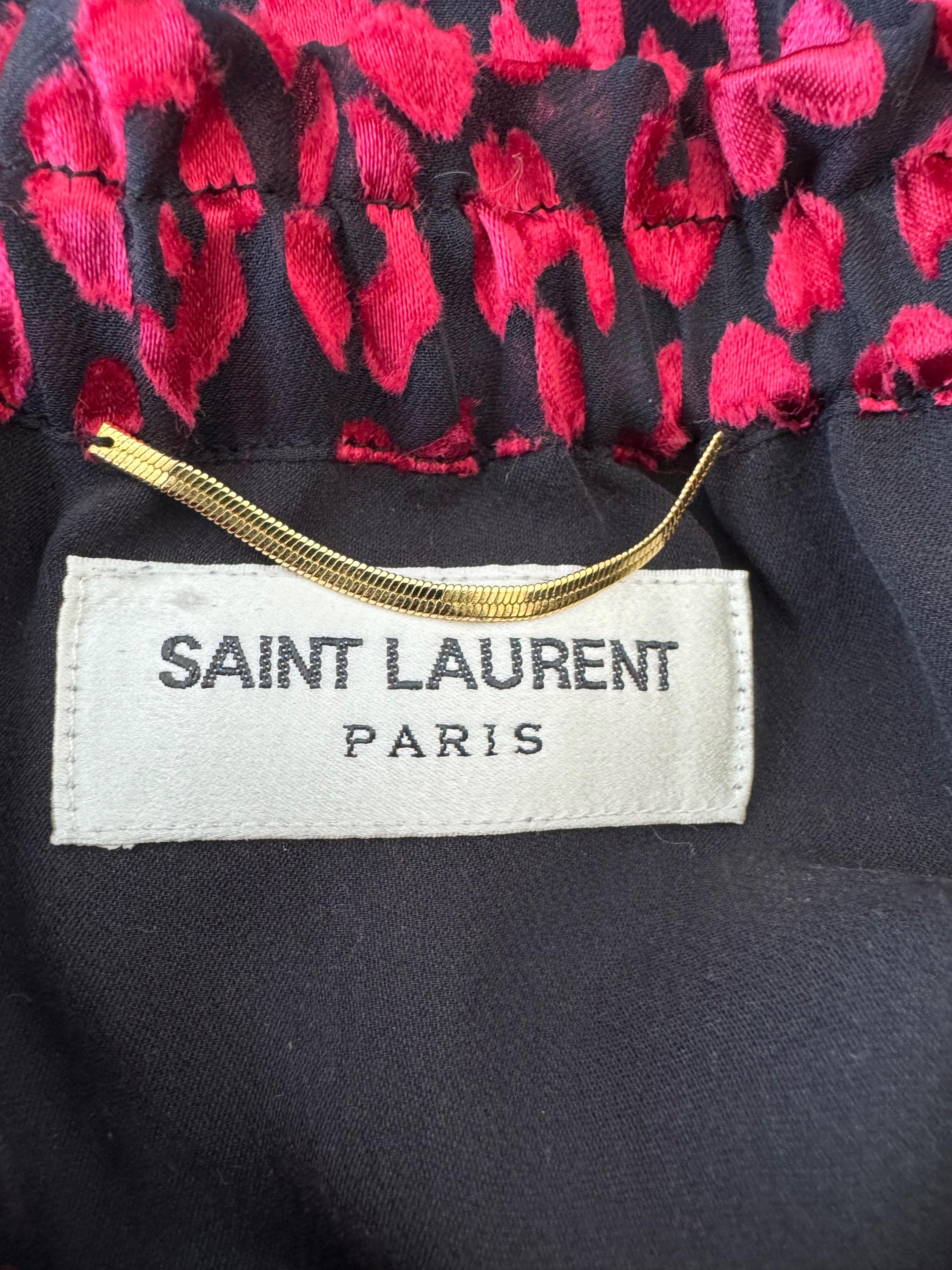 Saint Laurent Red Bardot Silk Mini Dress