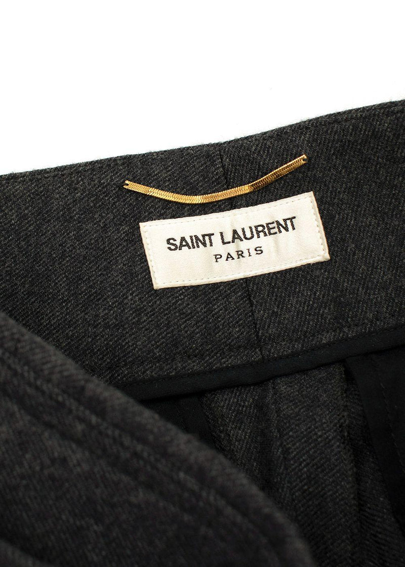 Saint Laurent Grey Belted Wool Trousers