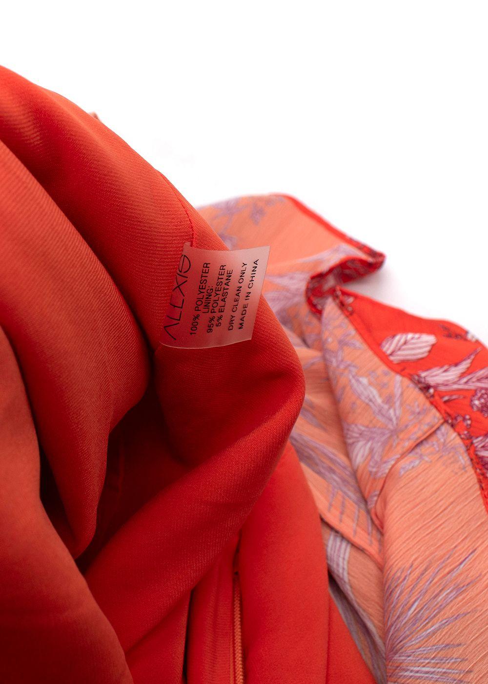 Alexis Orange Print Belaya Dress with Self Tie Back
