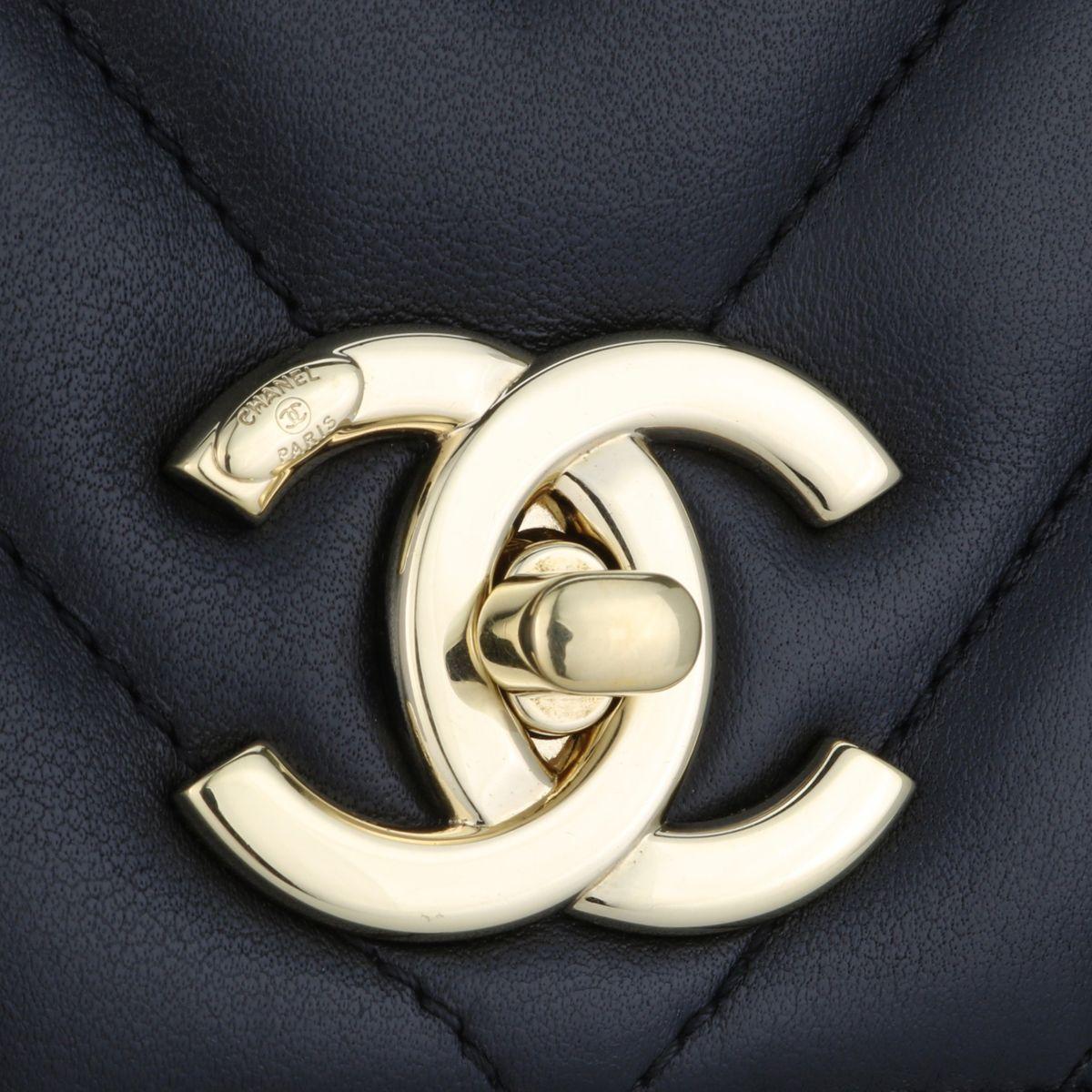 Chanel Black Chevron Trendy Top Handle Bag