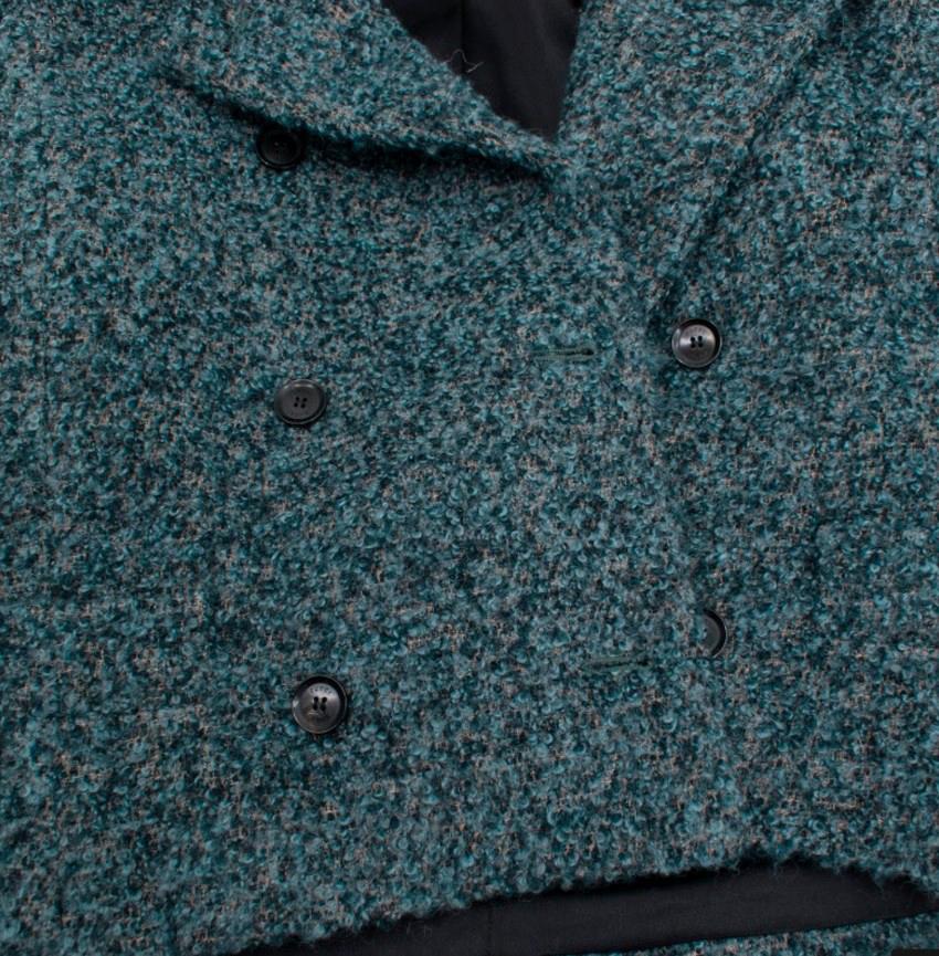 Gucci Green Alpaca & Wool Tweed Suit with Removable Mink Fur Collar