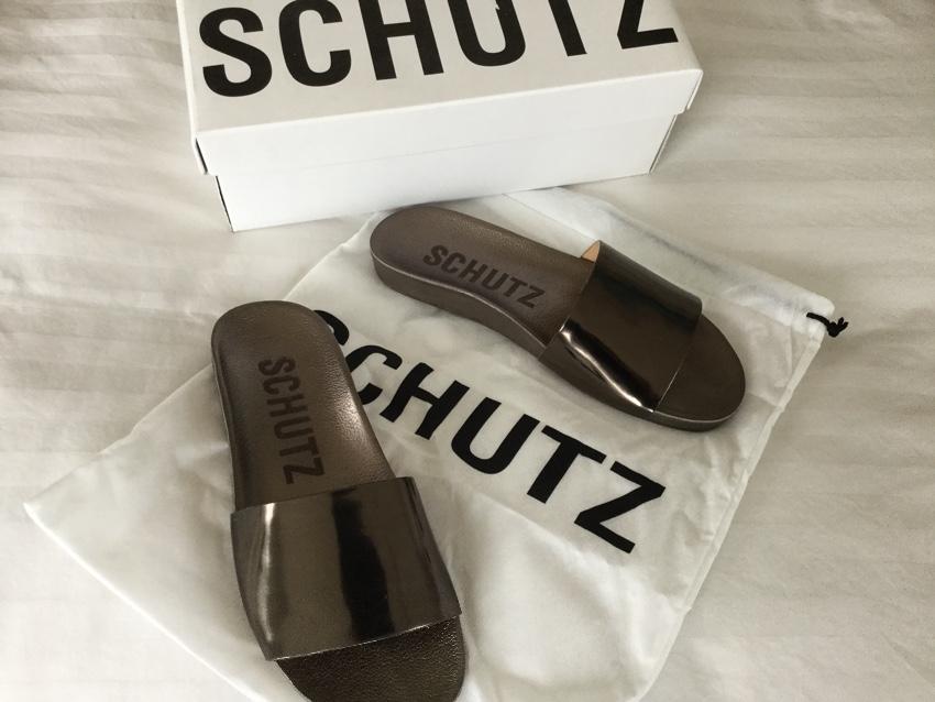 Schutz Camilis mirrored-leather slides