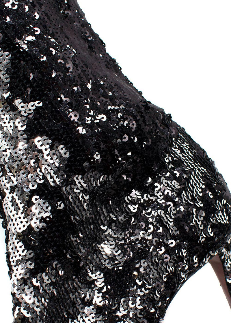 Aquazzura Black Sequin Heel Ankle Boots