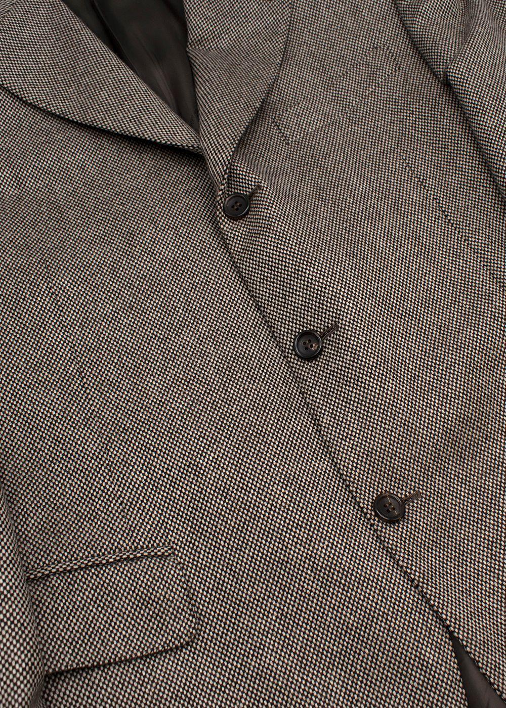 beige & black basketweave cashmere blazer
