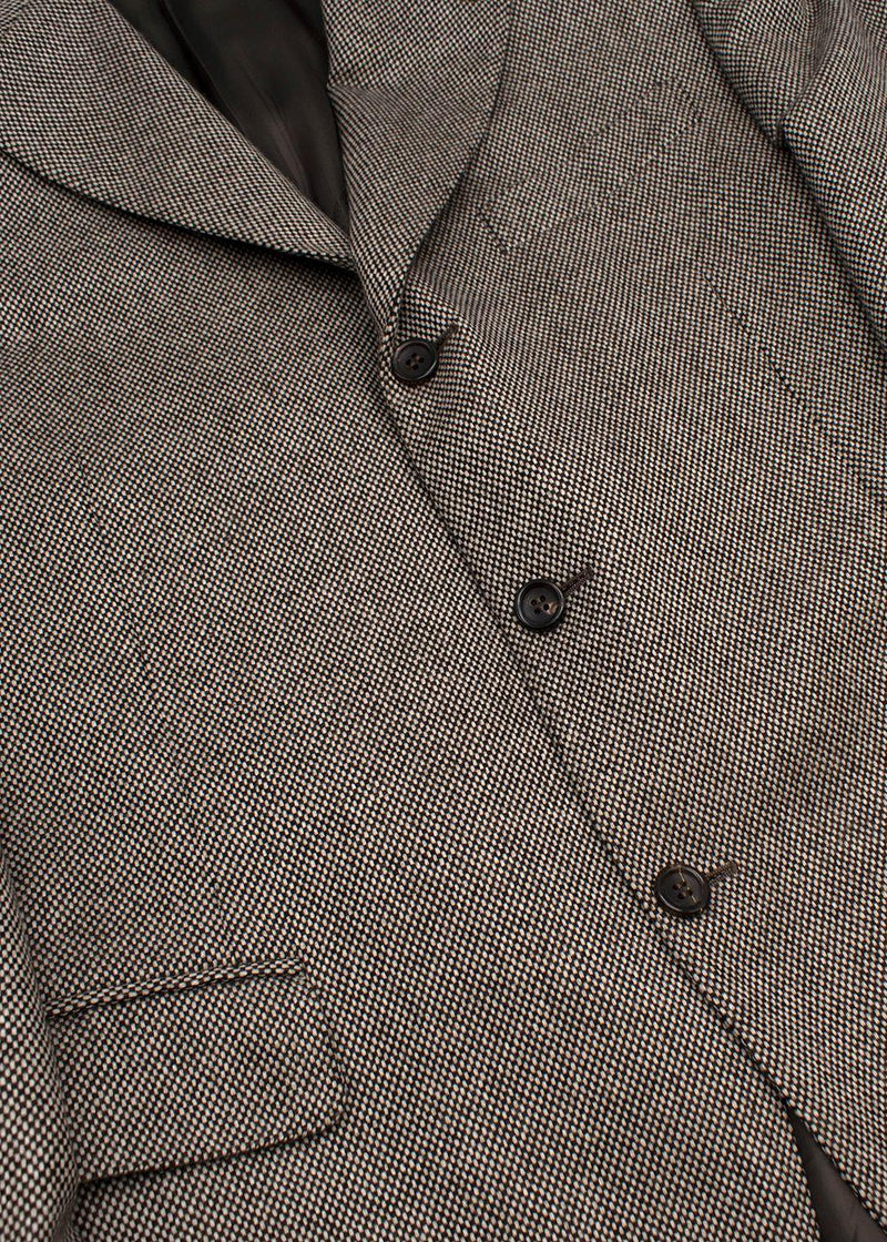 beige & black basketweave cashmere blazer