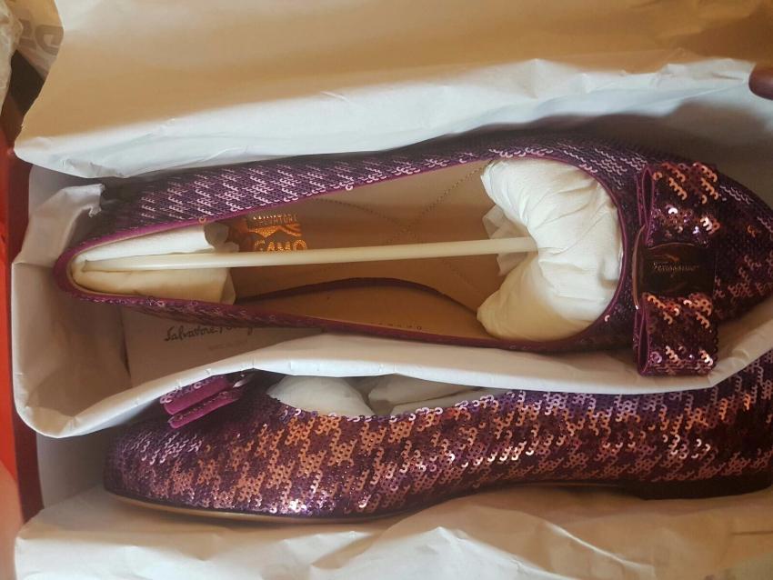 Salvatore Ferragamo Varina Houndstooth Sequin Bow Ballet Flat