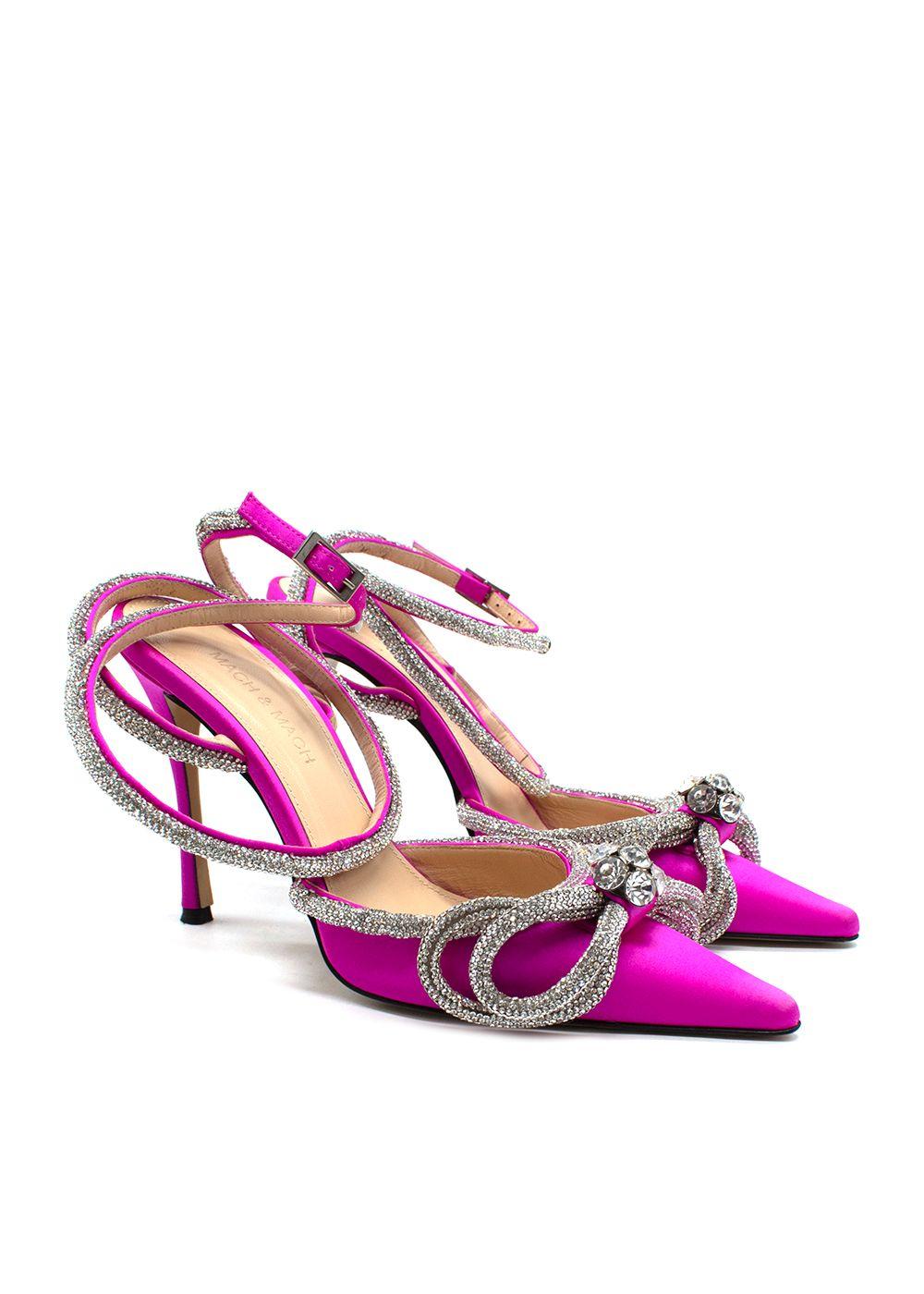 Mach & Mach Fuscia Double Bow Satin Pumps
