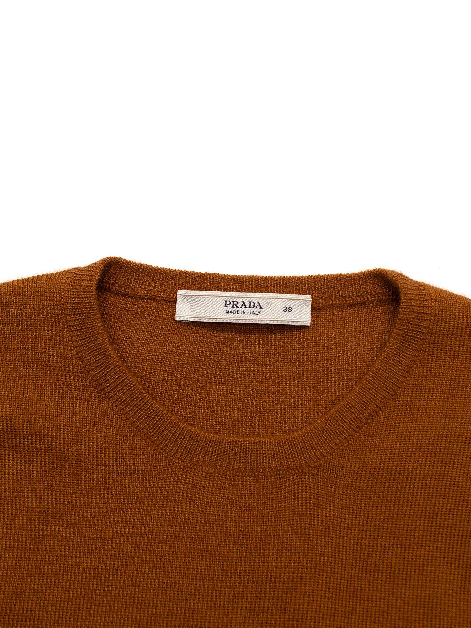 Prada Rust Silk And Cashmere Blend Top And Cardigan Set