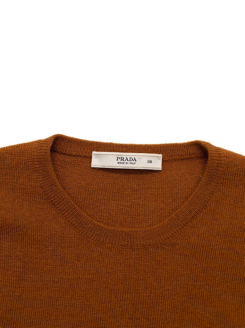 Prada Rust Silk And Cashmere Blend Top And Cardigan Set