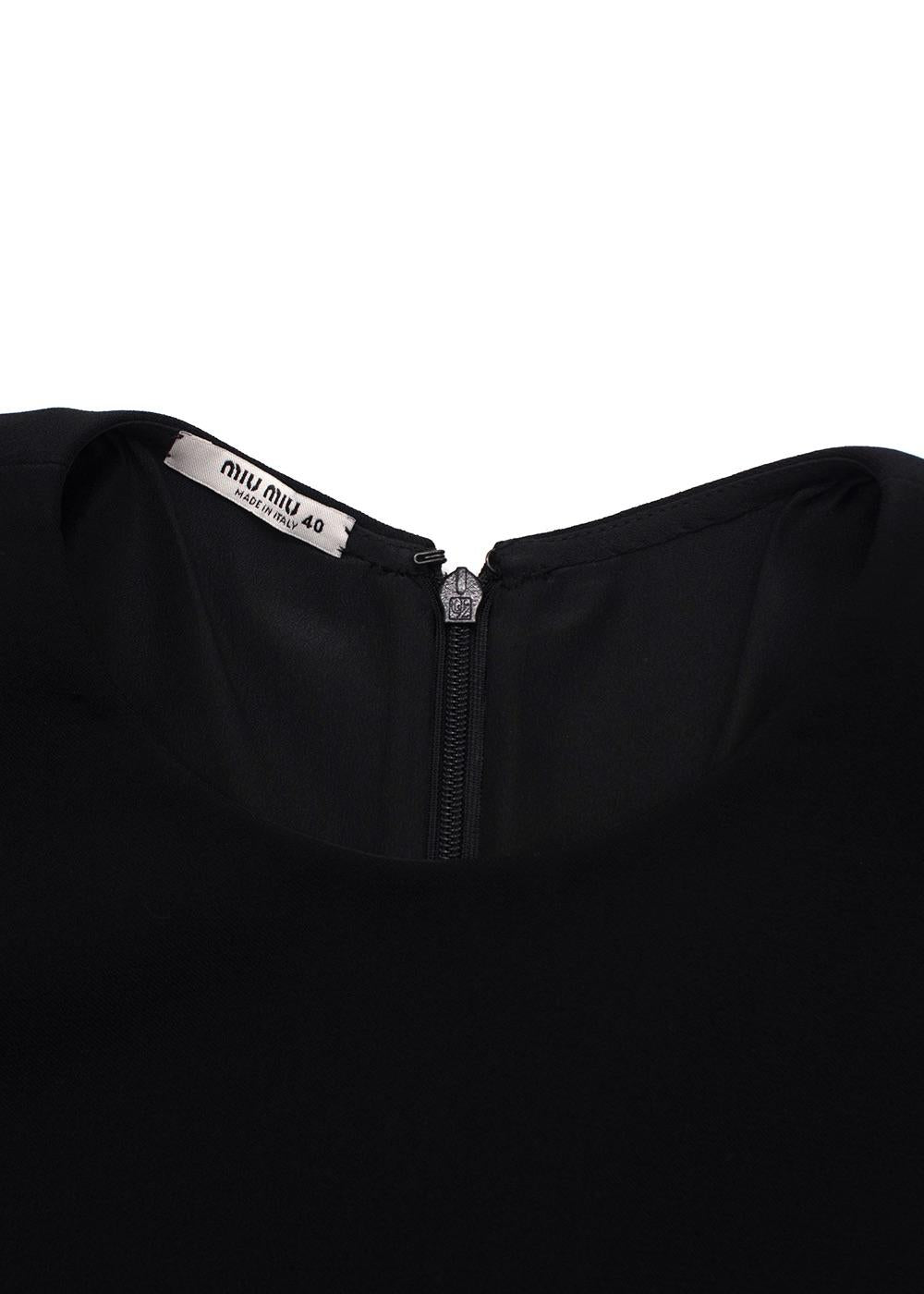 Miu Miu Black Long Sleeve Bow Detail Mini Dress