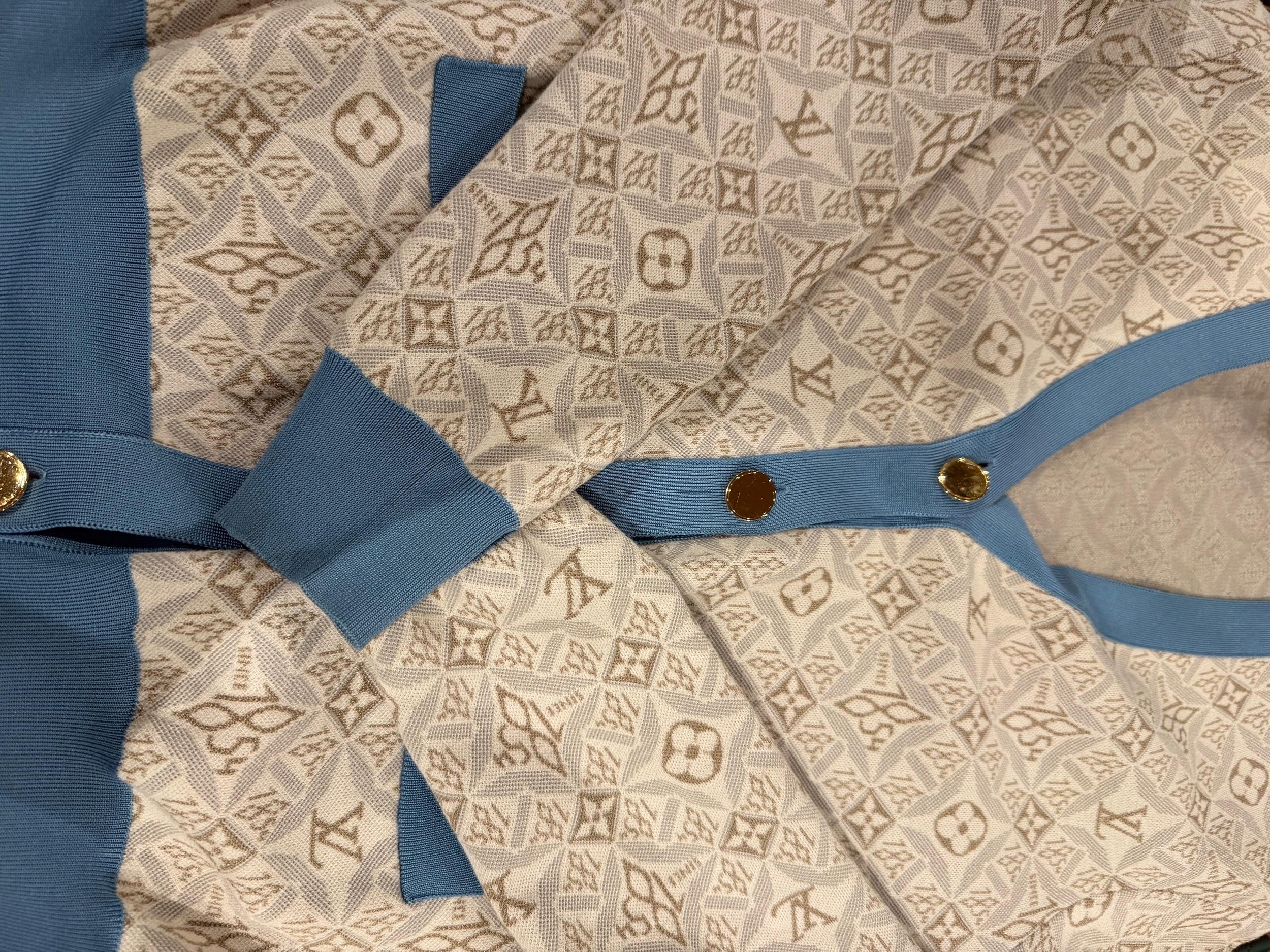 Louis Vuitton White and Blue Cardigan