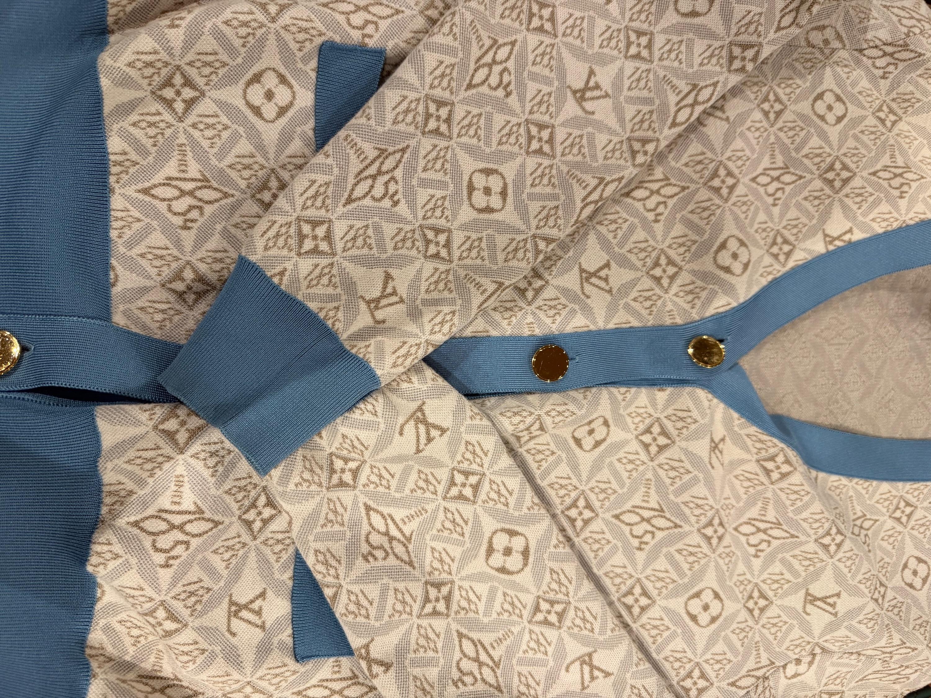 Louis Vuitton White and Blue Cardigan