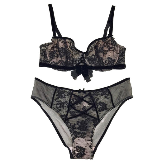 Chantal Thomass Paris Couture Leavers Lace & Velvet Bra & Brief Set