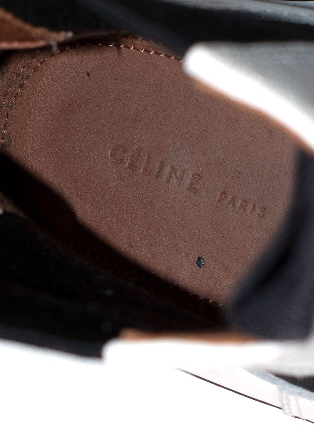 Celine White & Black Chelsea Ankle Boots