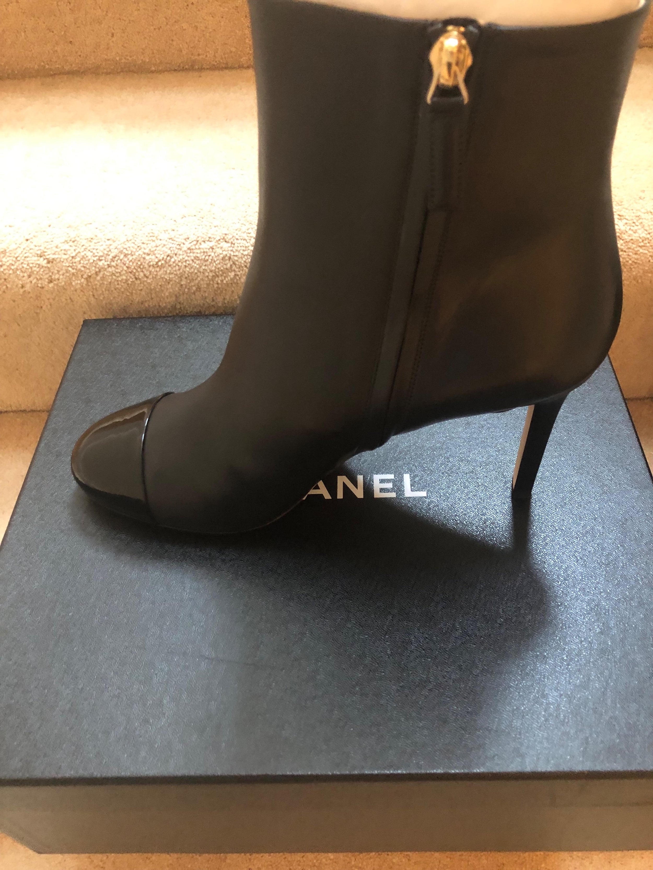 Chanel Black Leather Ankle Boots
