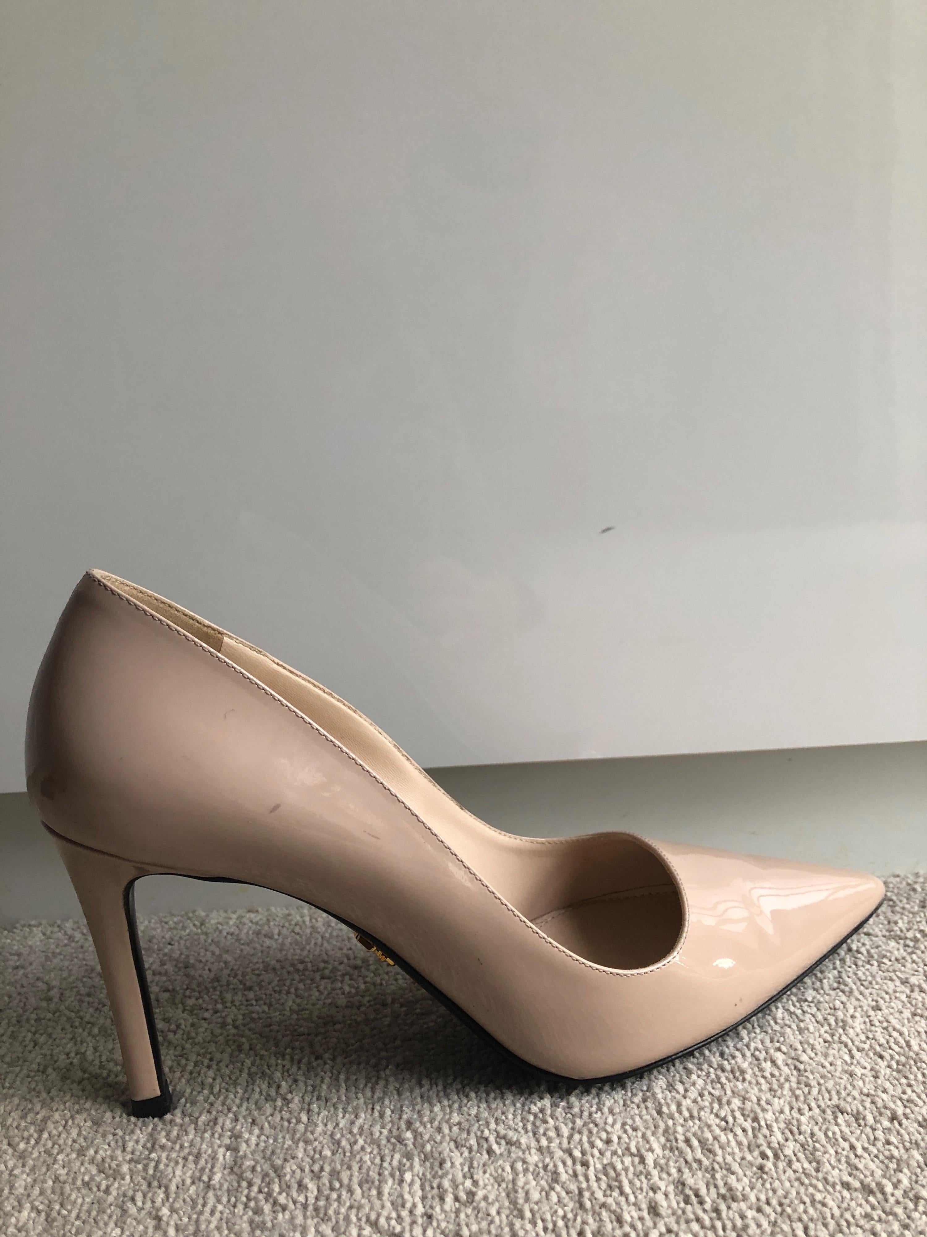 Prada Nude Patent Leather Stiletto Heels