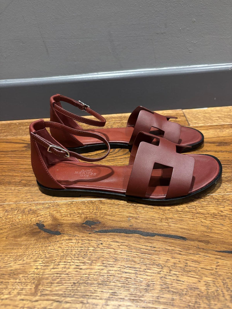 Hermes Rouge Leather Sandals