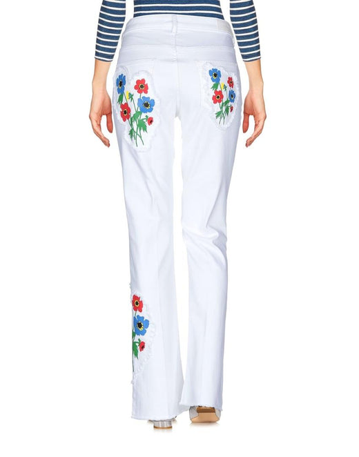 Sonia Rykiel white denim floral embroidered jeans
