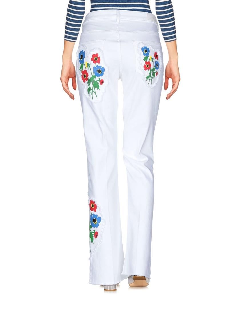 Sonia Rykiel white denim floral embroidered jeans