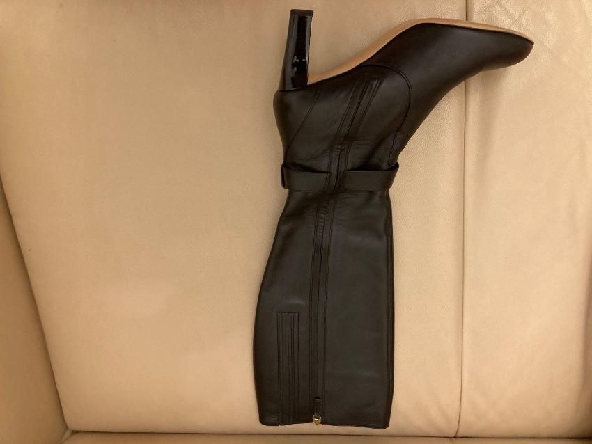 Ferragamo Black Leather Gancini Buckle Knee Boots