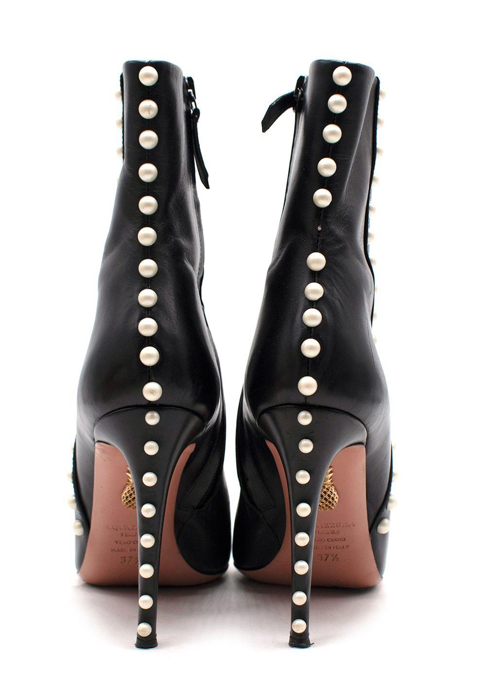 Aquazurra Firenze Black Follie Pearl Boots