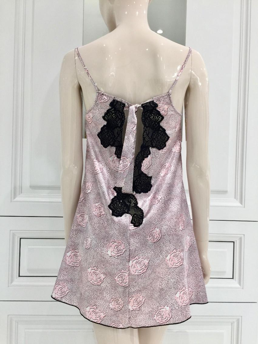 Cotton Club Couture Rose Satin & Leavers Lace Chemise