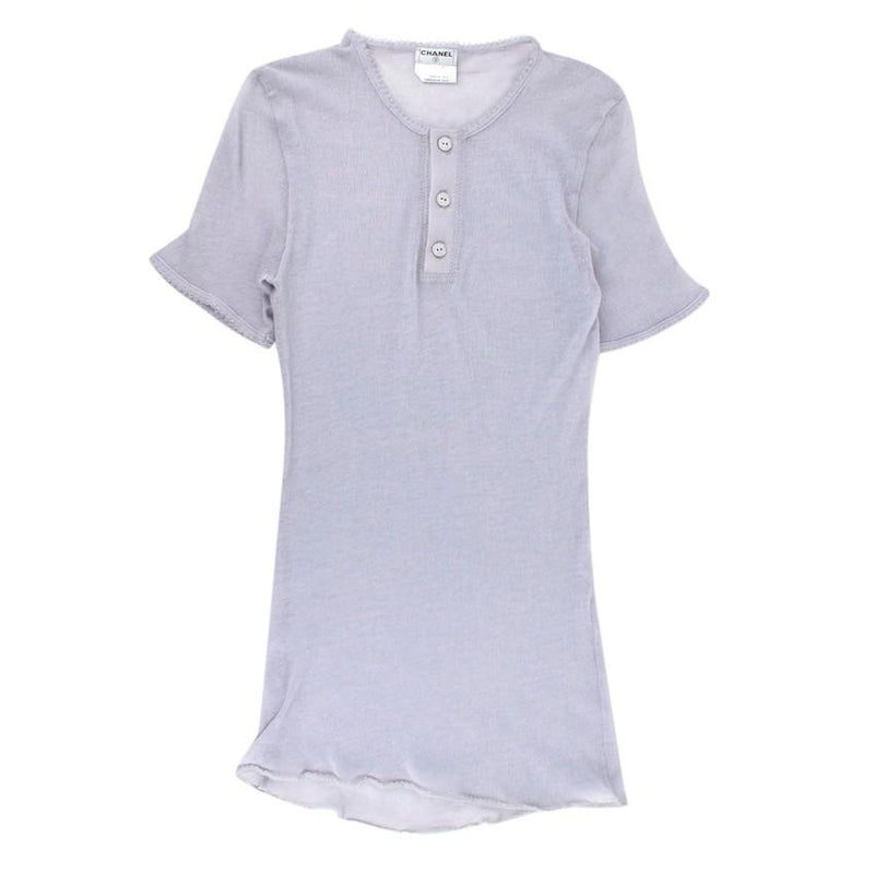Chanel Lilac-Grey Sheer Cashmere Blend Knit Top