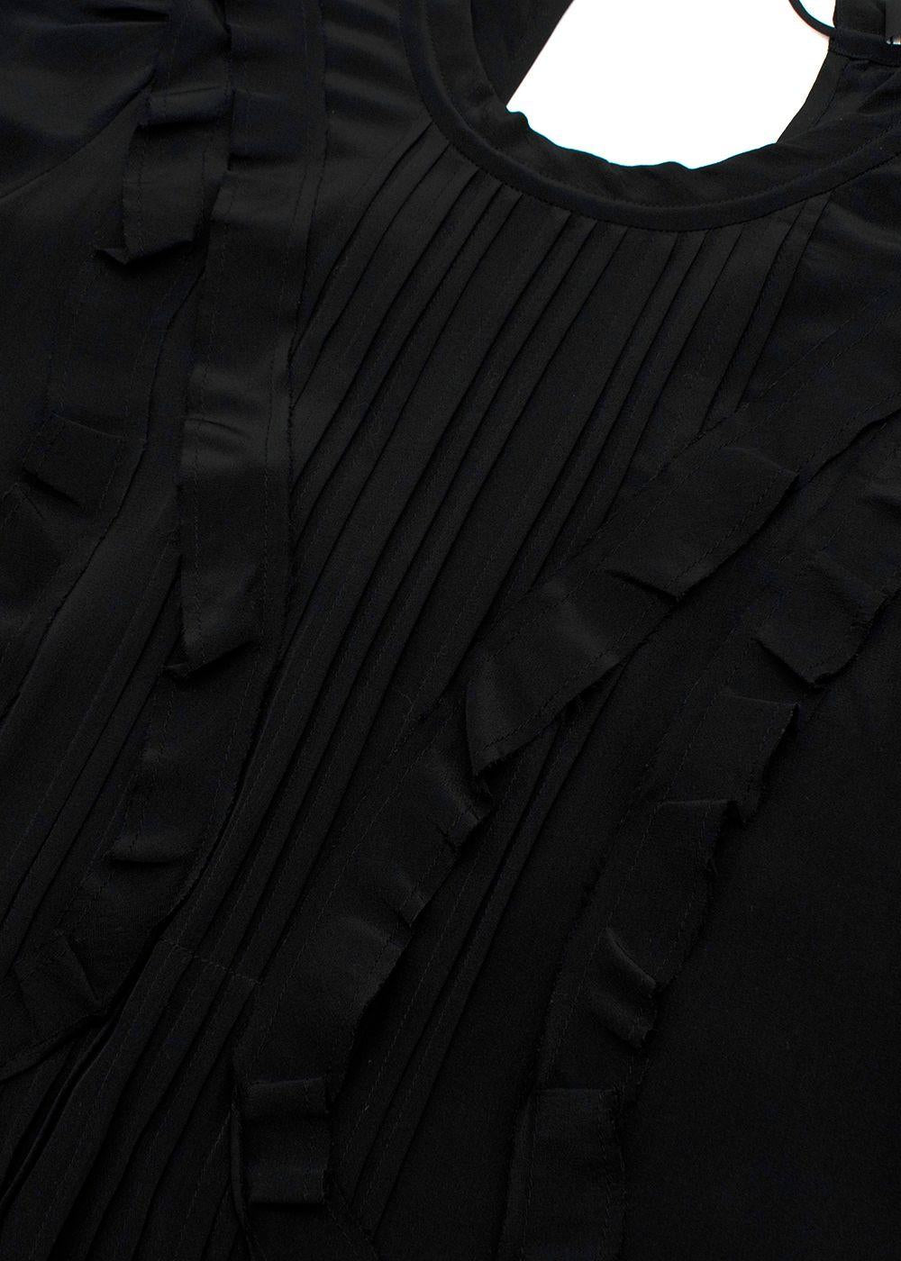 Black Silk Ruffle Mini Dress