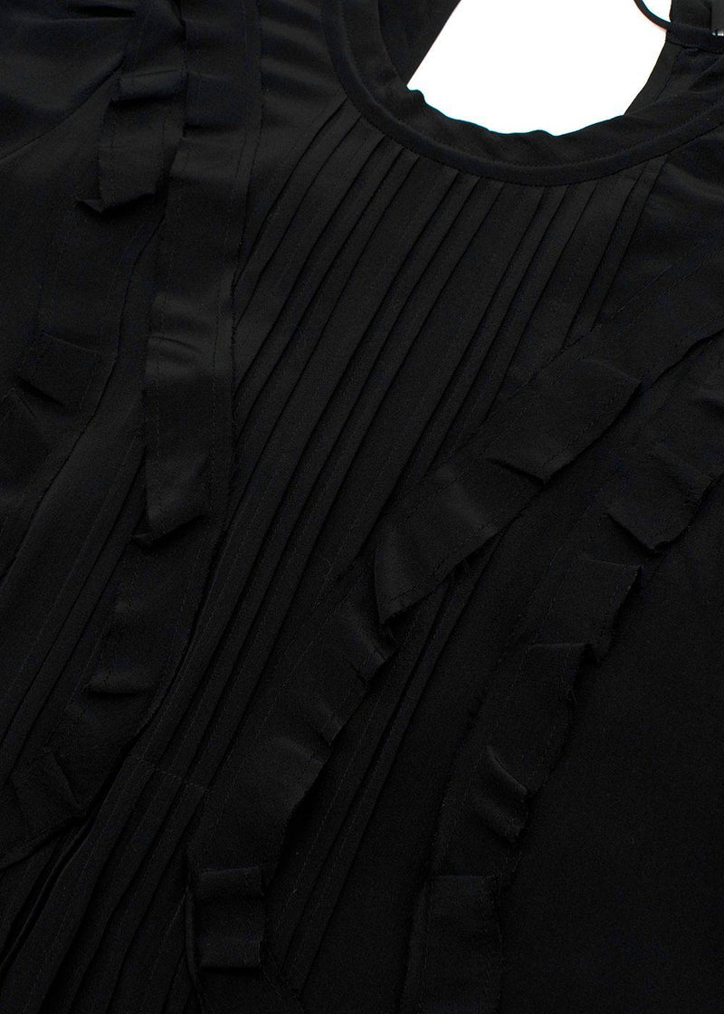 Black Silk Ruffle Mini Dress
