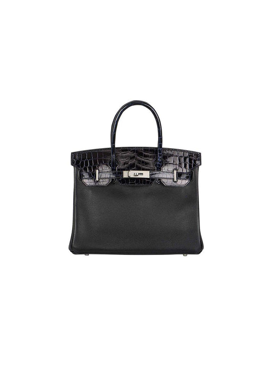 Bleu Marine & Noir Lisse Birkin Touch 30 PHW