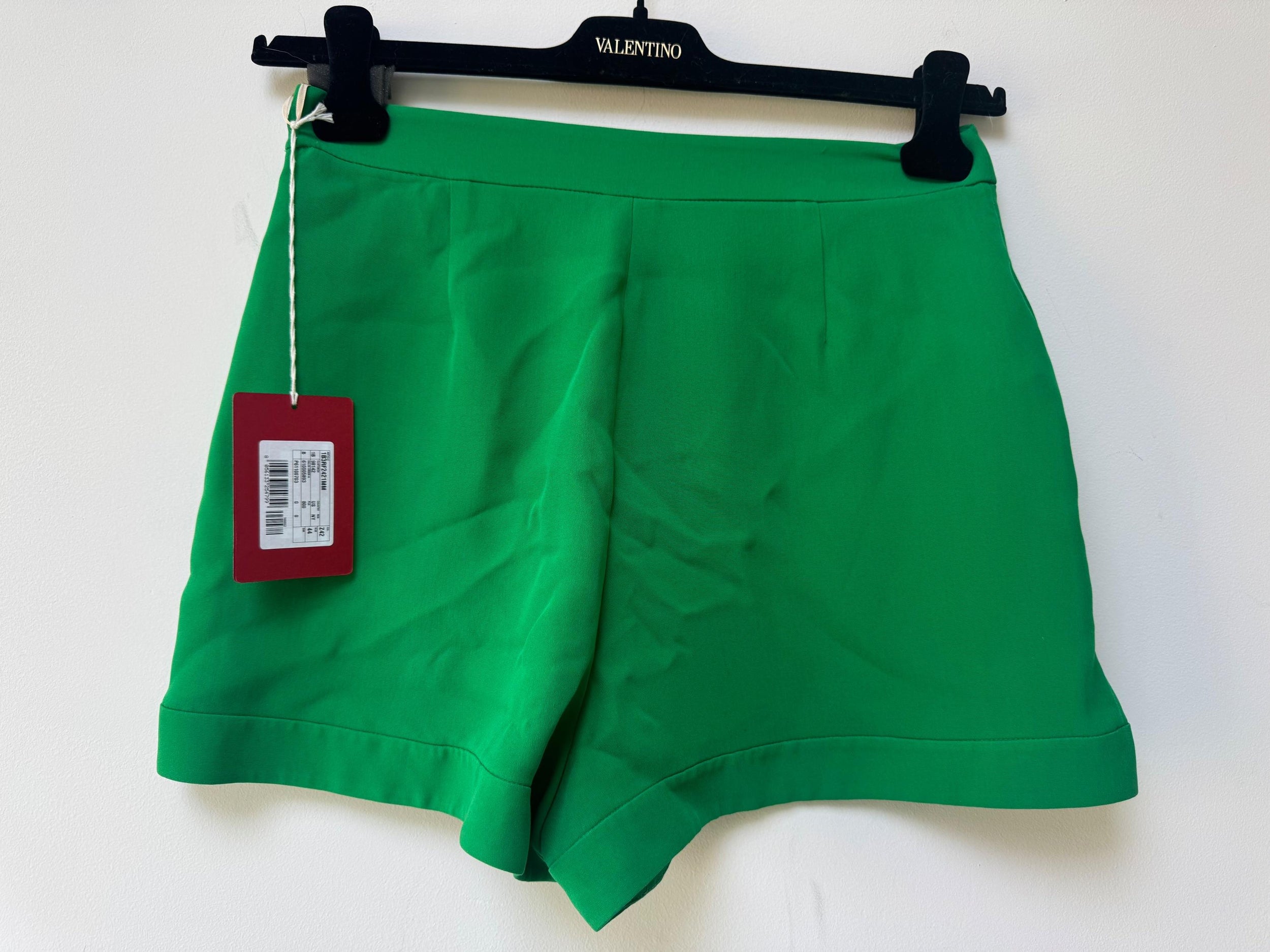 Green High Waist Silk Shorts