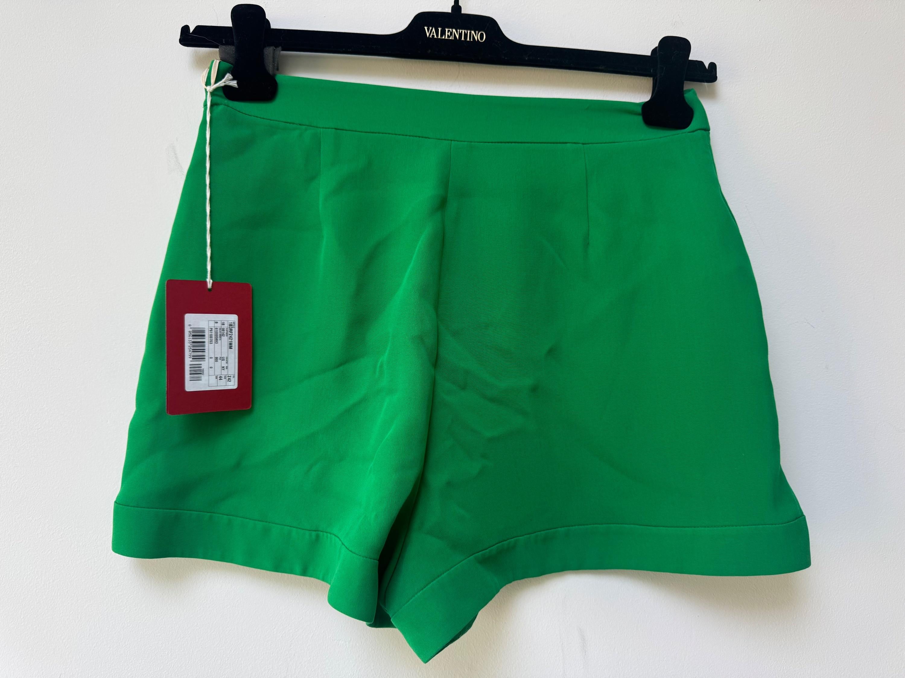 Green High Waist Silk Shorts