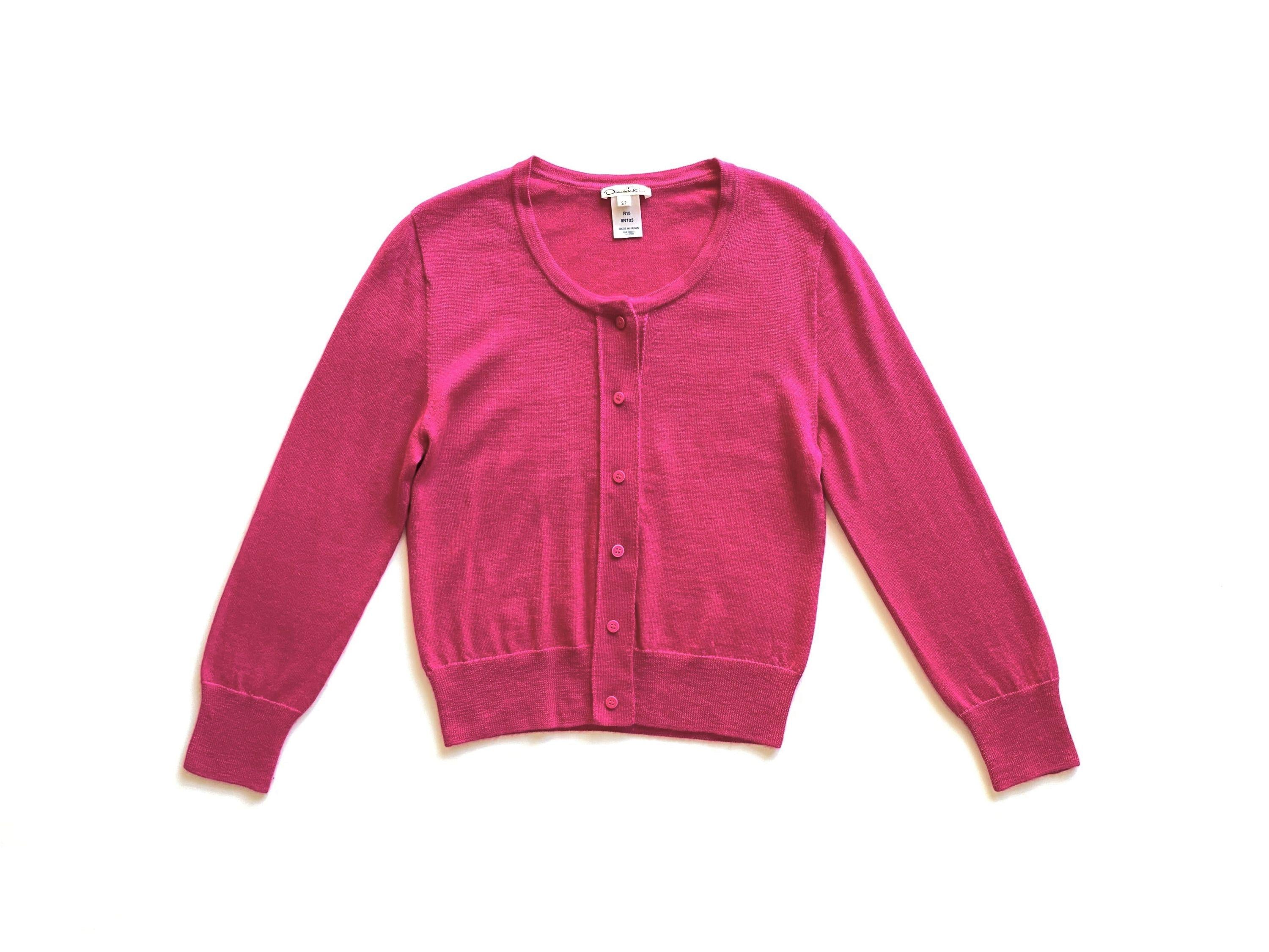Pink Silk-Cashmere Cropped Fine Knit Cardigan