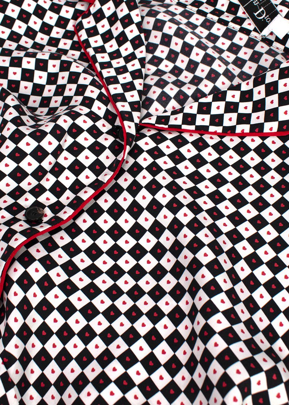 Dior Black and White Check Heart Silk Shirt