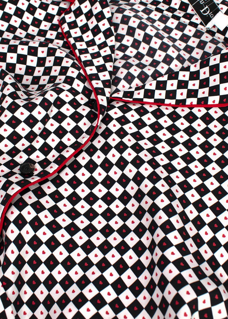 Dior Black and White Check Heart Silk Shirt
