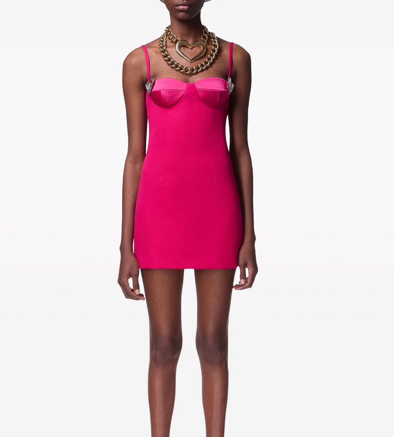 Area Heart-Motif Twill Mini Dress