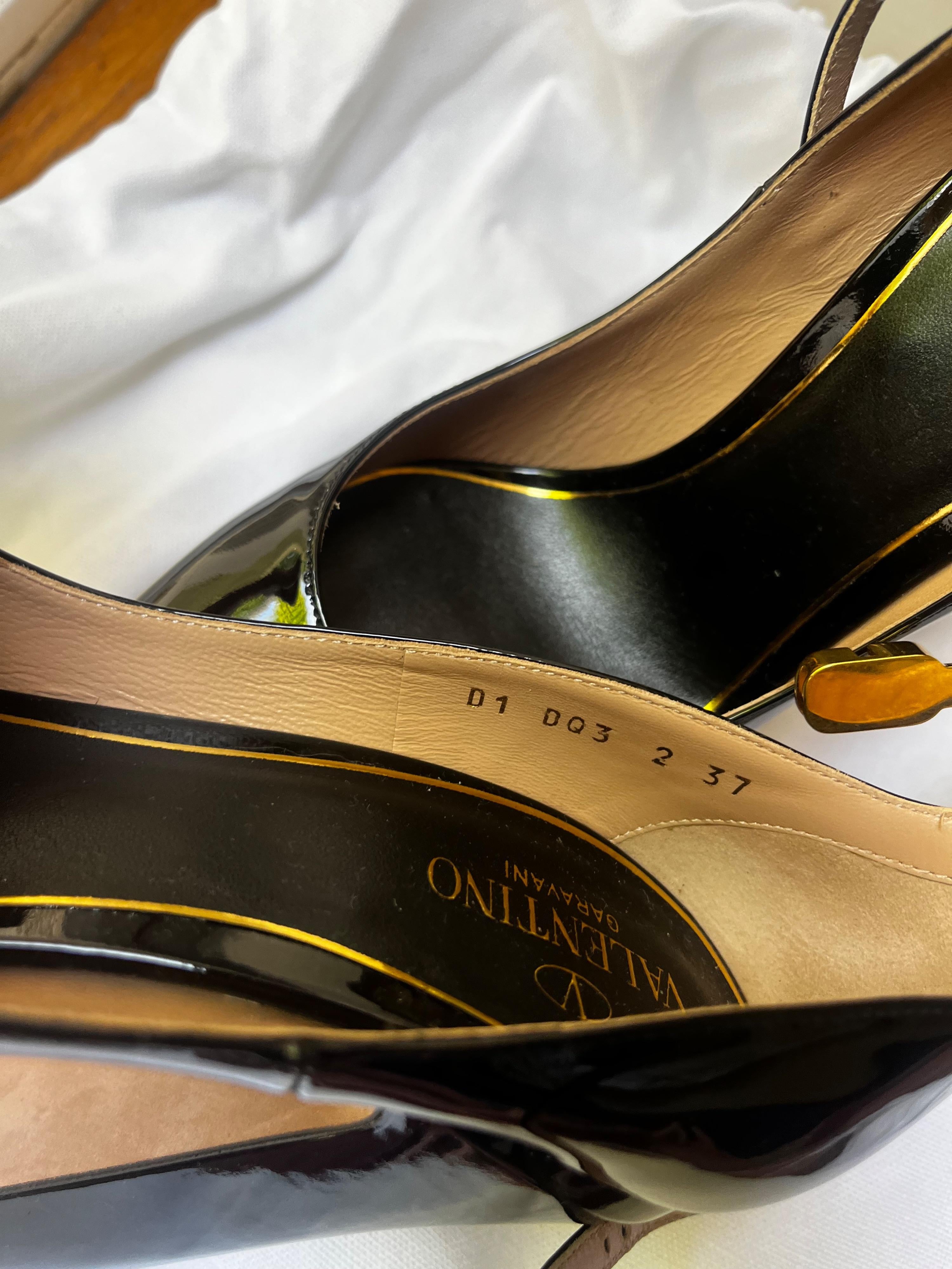 Valentino Black Patent Tan Go Heels