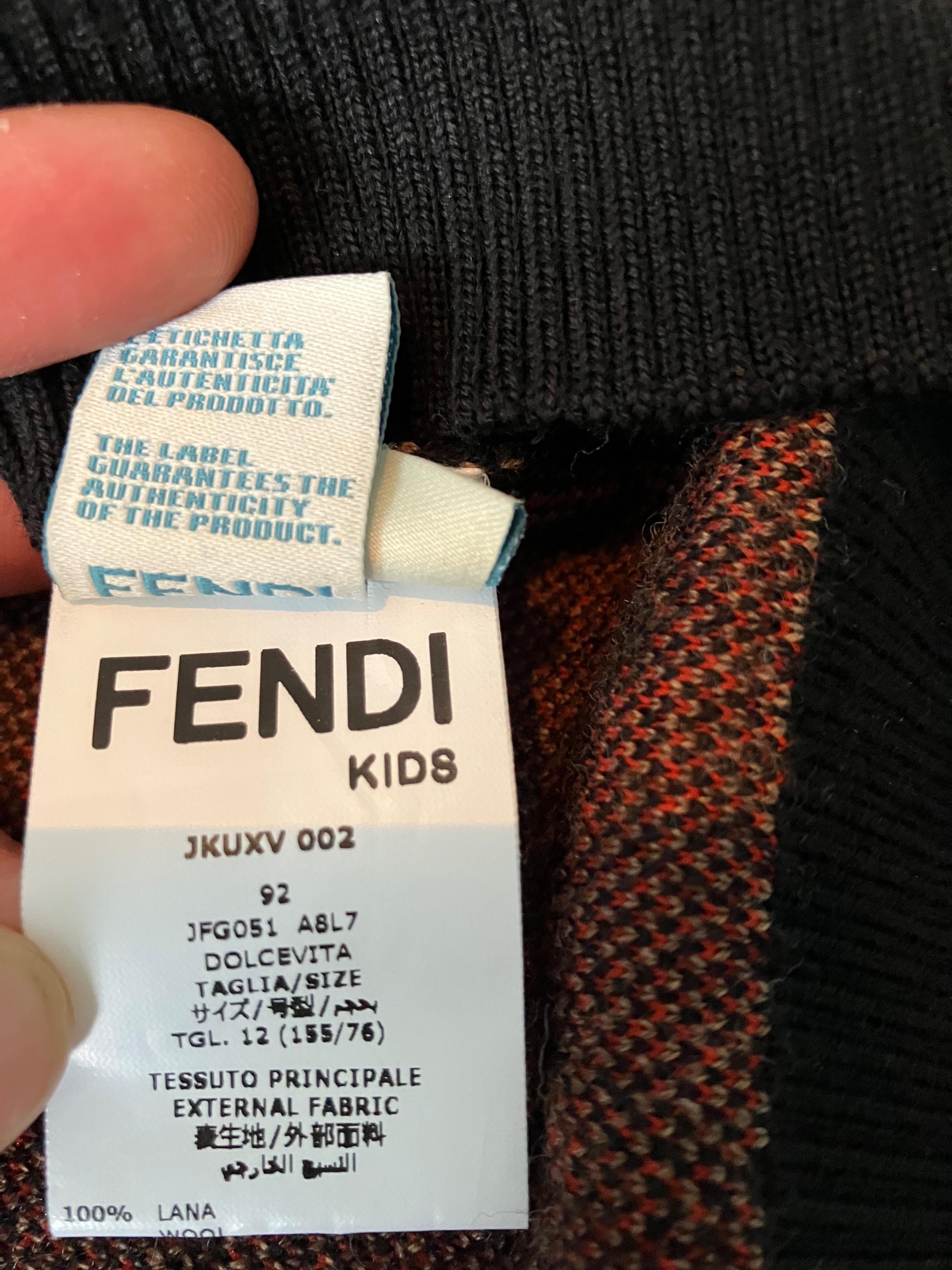 Fendi Kids Monogram Wool Turtle Neck Jumper