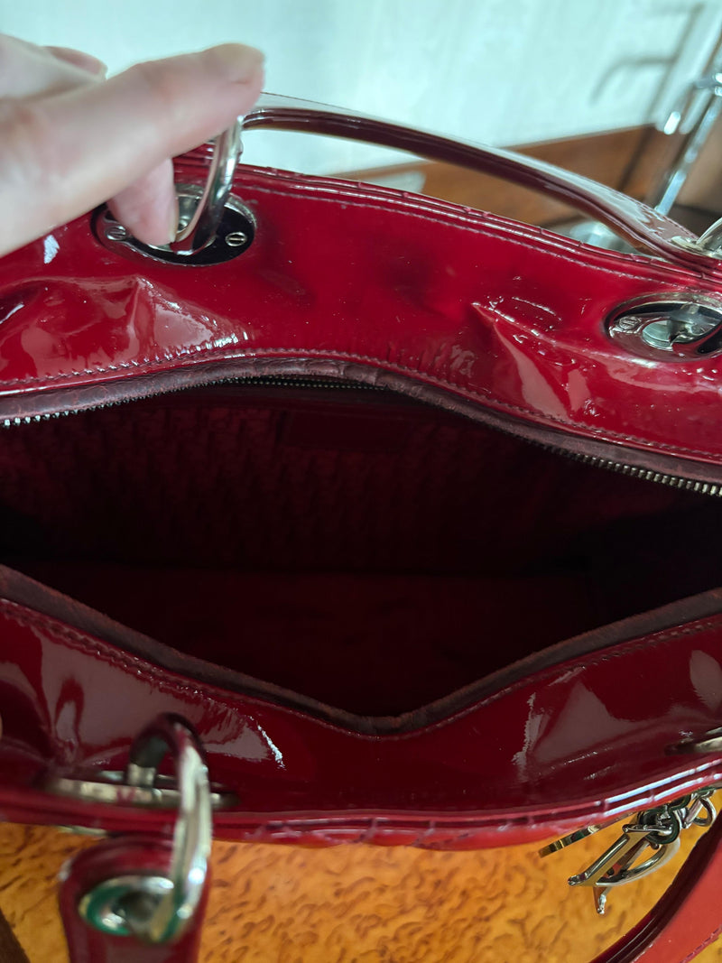 Dior Red Patent Leather Large Lady Dior