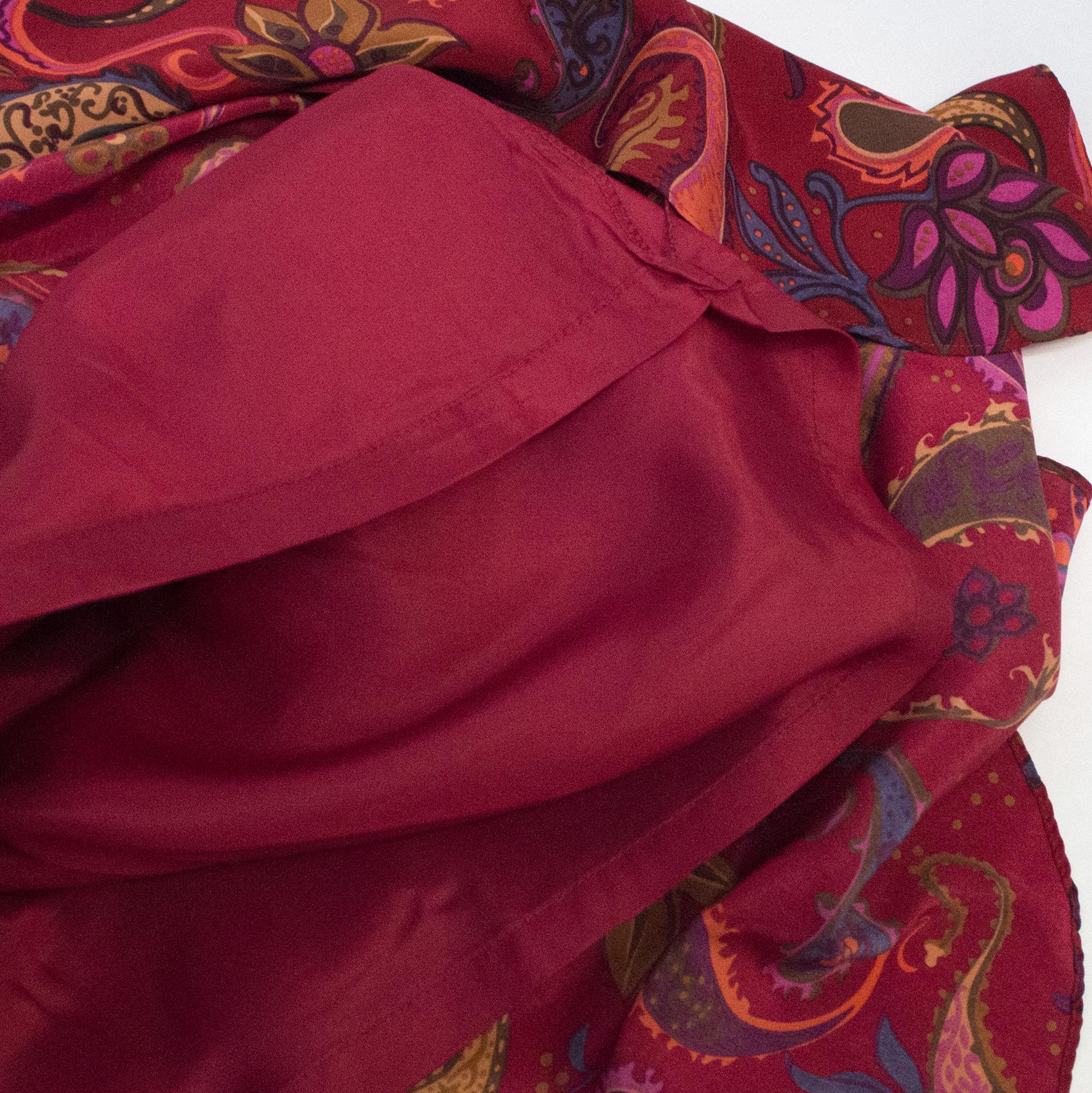 Nicole Miller red Paisley Print Silk Dress