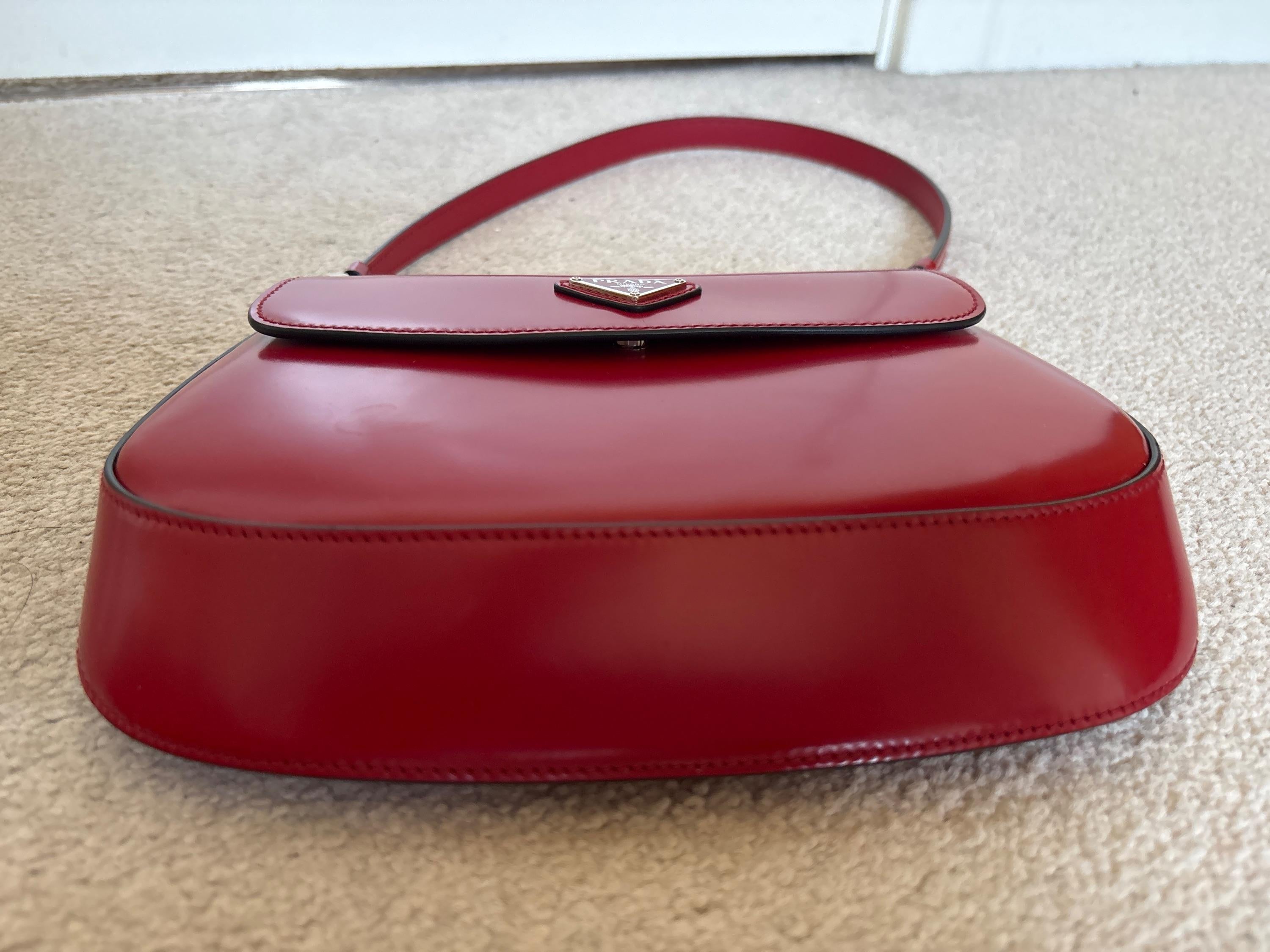 Prada Red Leather Cleo Shoulder Bag