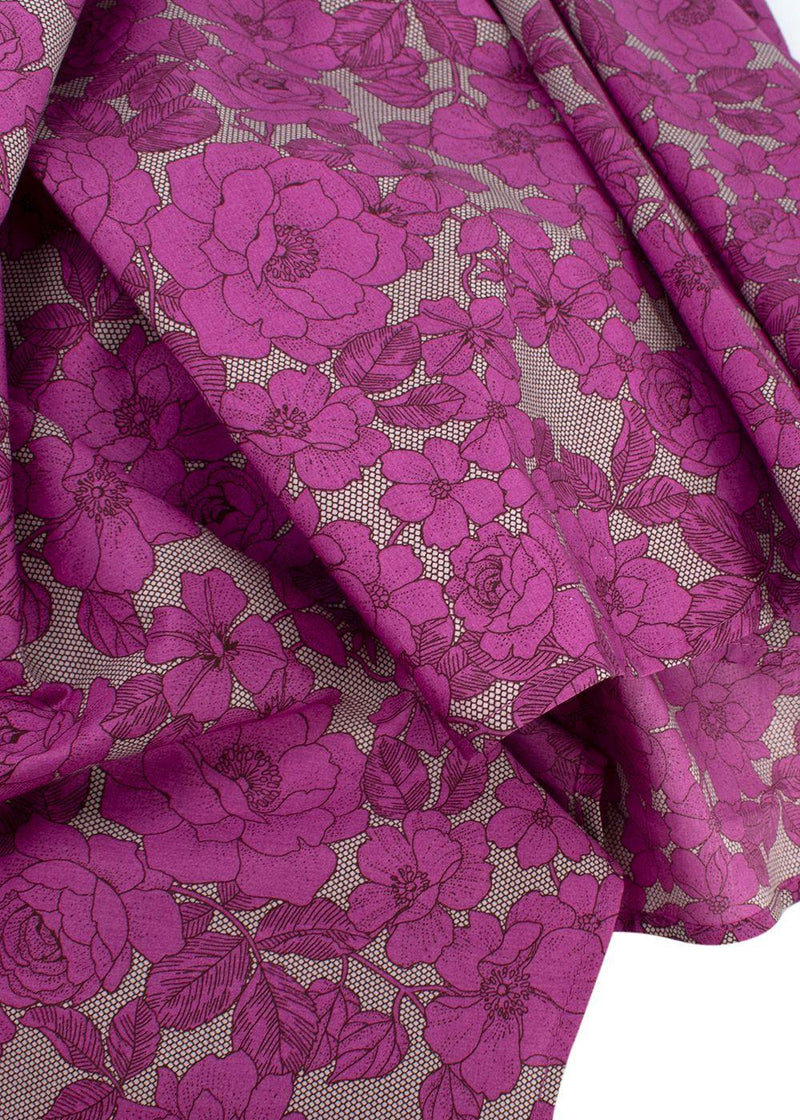 Elegant Embroidery Purple Belted Embroidered Kaftan