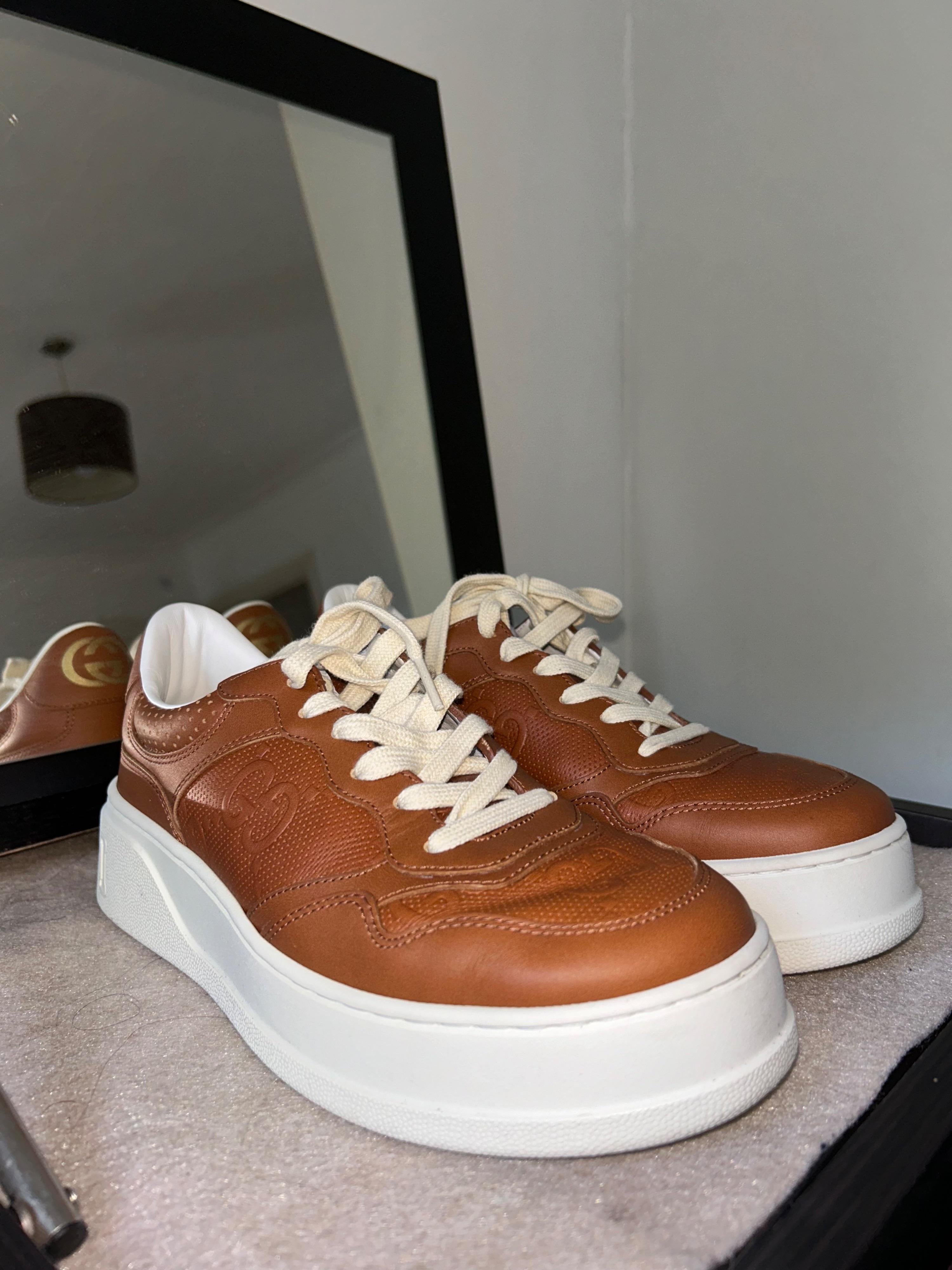 Tan GG Chunky B Men's Leather sneakers