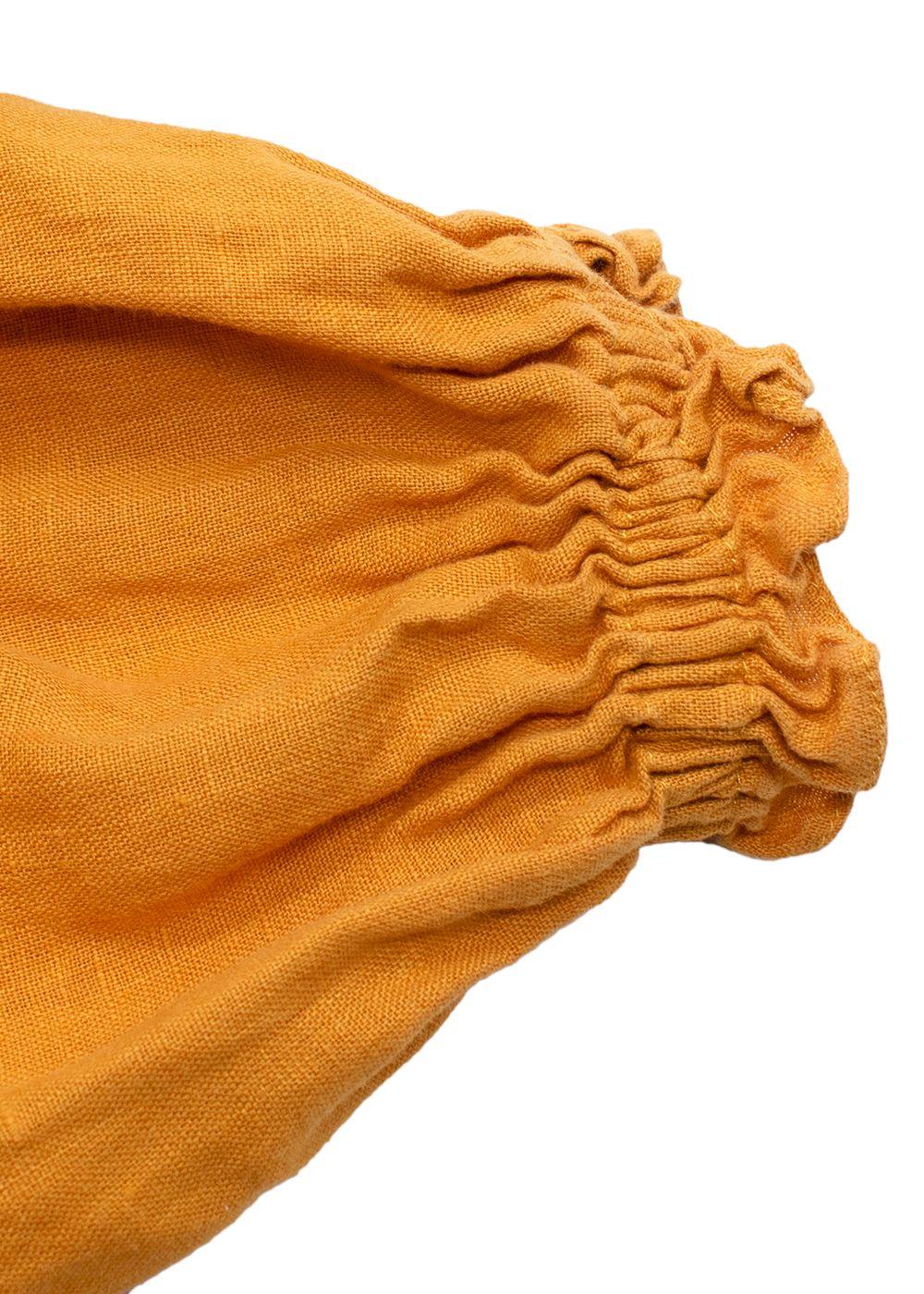 Sleeper Orange Romantica Bardot Linen Midi Dress