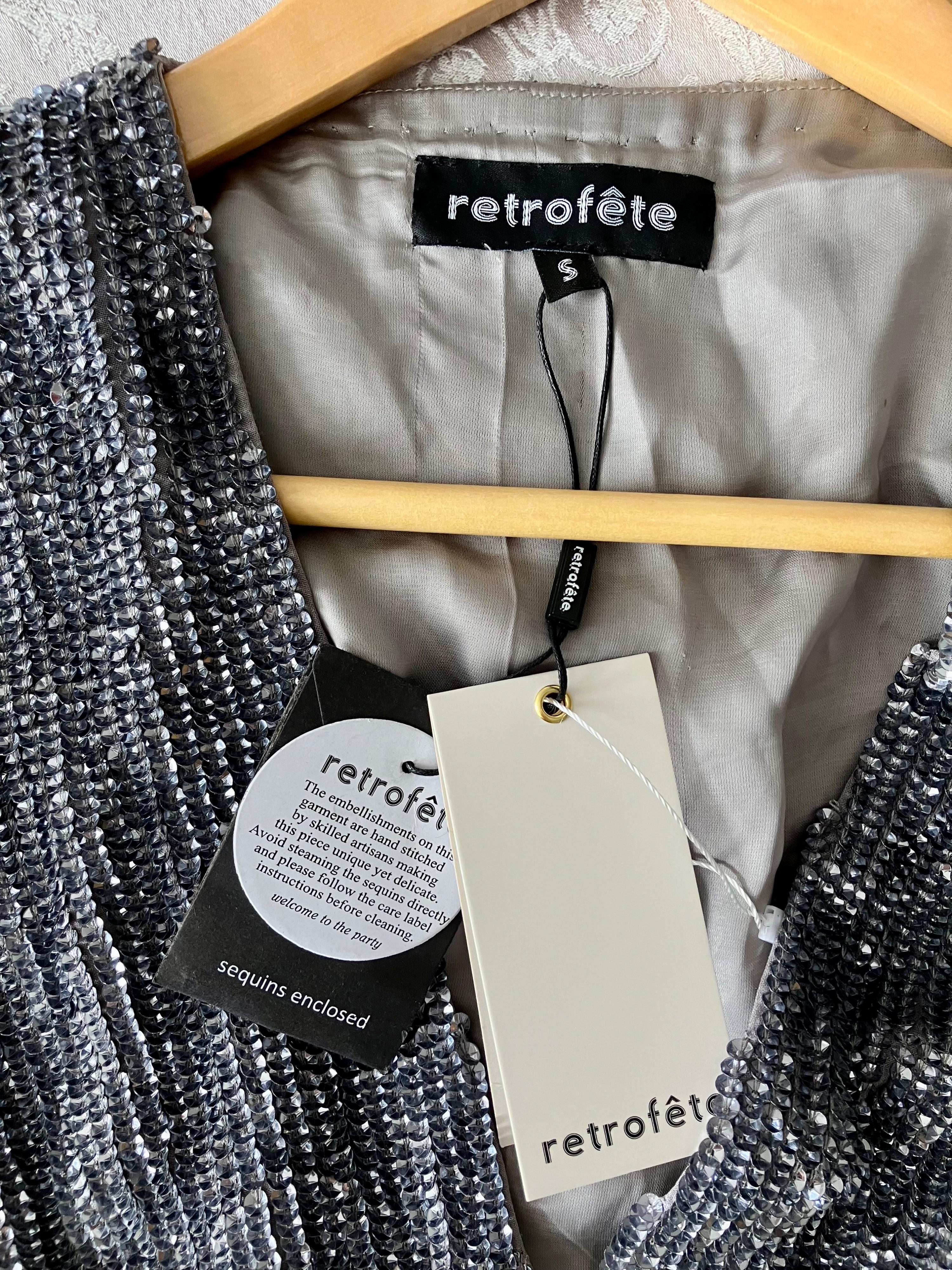 Retrofete Gun Metal Sequin Bette Blouse