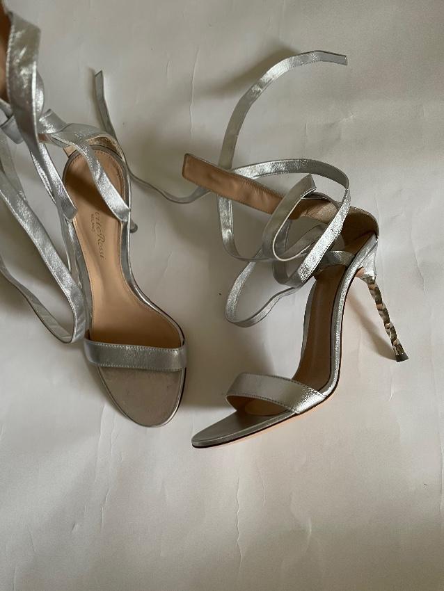 Gianvito Rossi Folie Metallic Anklewrap Sandal