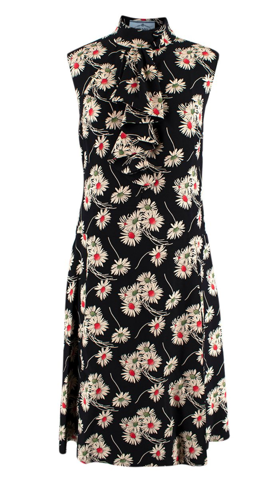 High Neck Floral Print Sleeveless Dress