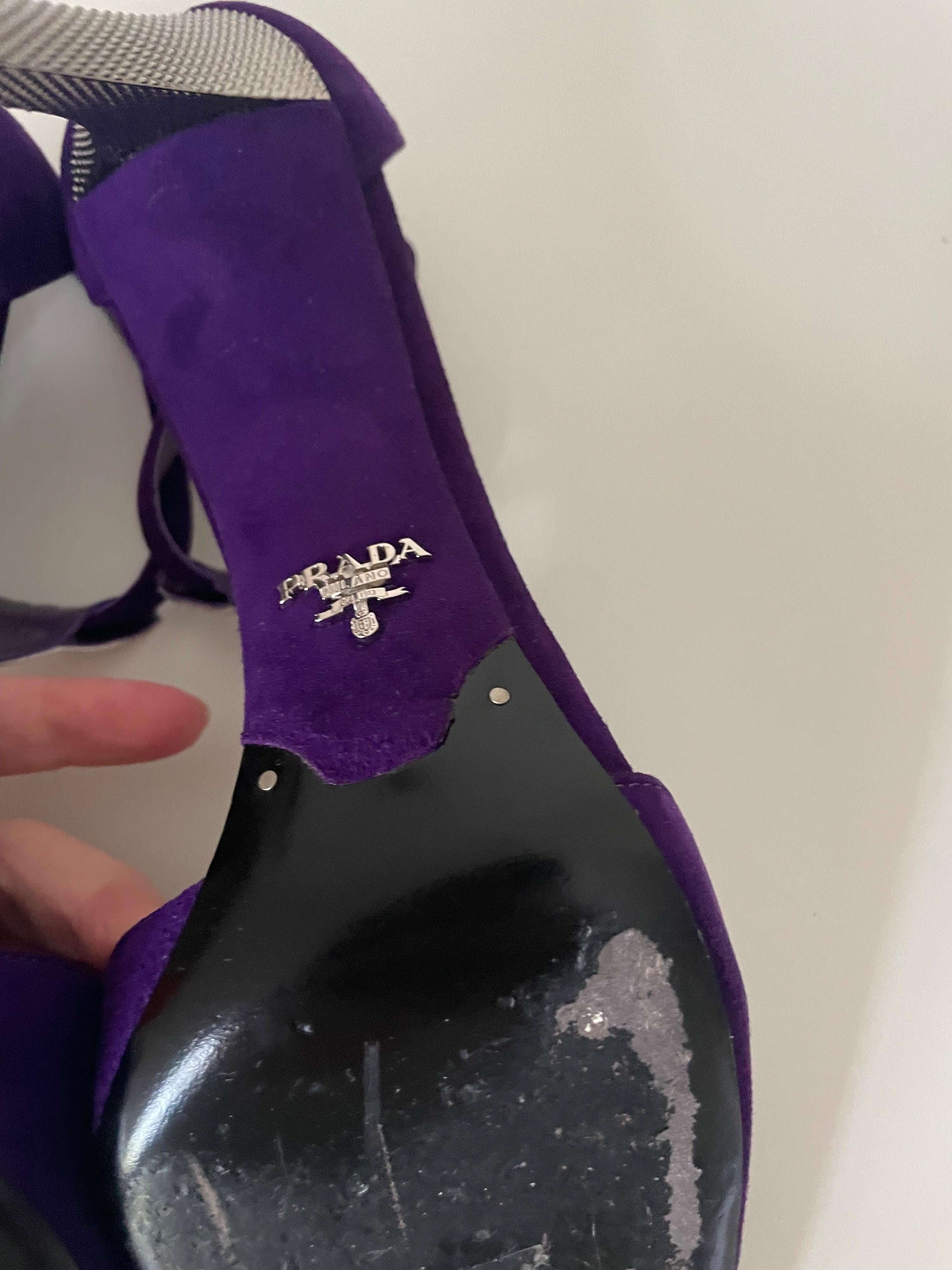 Prada Purple Suede Triangle Heels