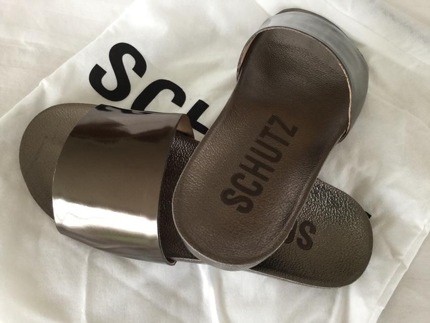 Schutz Camilis mirrored-leather slides